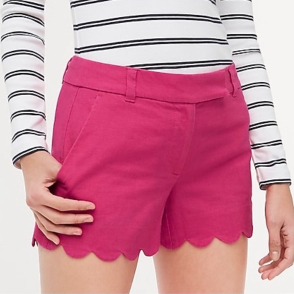 J. Crew Fuchsia Scalloped Hem Shorts